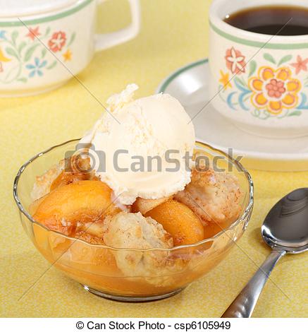 Photographs Of Peach Cobbler And Ice Cream   Bowl Of Peach Cobbler