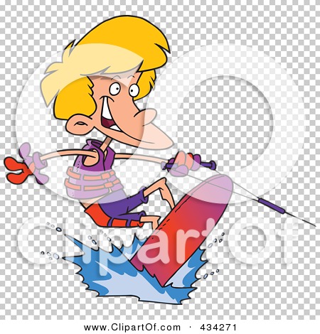 Rf  Clipart Illustration Of A Cartoon Boy Wakeboarding By Ron Leishman