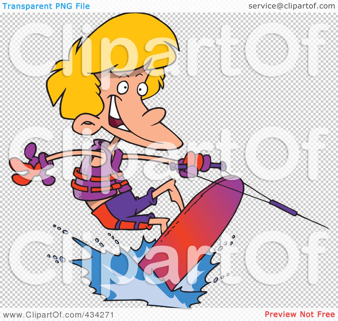 Royalty Free  Rf  Clipart Illustration Of A Cartoon Boy Wakeboarding
