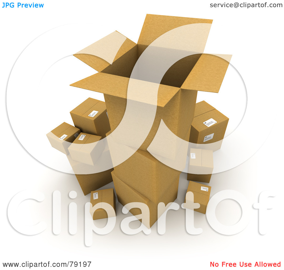 Royalty Free  Rf  Clipart Illustration Of A Stack Of 3d Cardboard