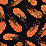 Seamless Background With The Prepared Shrimps  Stock Image
