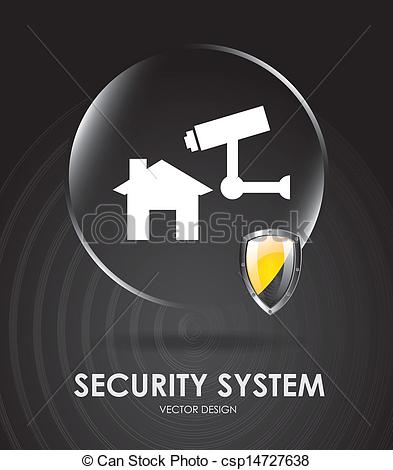 Security System Over Black Background  Vector Illustration