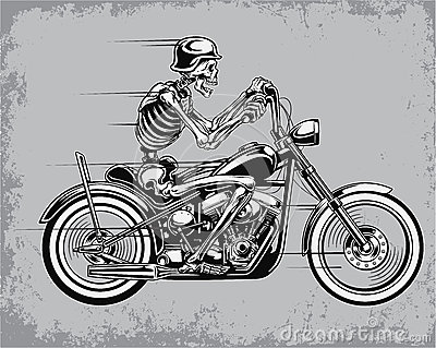 Skeleton Riding Motorcycle Vector Illustration Skeleton Riding