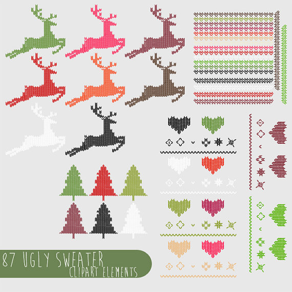 Ugly Christmas Sweater Clipart  Png Files Royalty Free Instant
