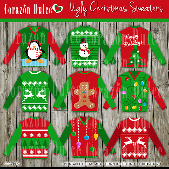 Ugly Christmas Sweaters Images   Personal And Commercial Use Clip Art