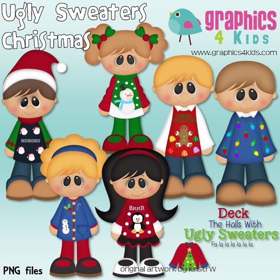 Ugly Sweaters Christmas Digital Clipart   Clip Art For Scrapbooking