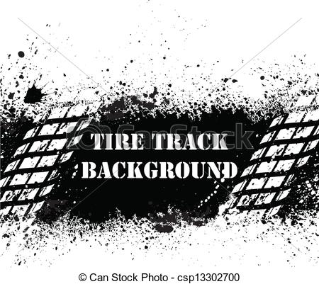 Vector   Tire Track Background On Ink Blots   Stock Illustration