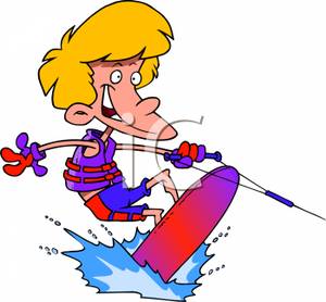 Young Boy Wakeboarding   Royalty Free Clipart Picture