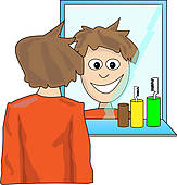 Clip Art Of A Woman Into A Mirror Reflection Clipart