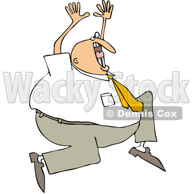 Clipart Crazy Businessman Running And Screaming   Royalty Free Vector
