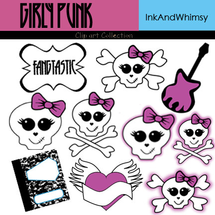 Clipart Girly Punk Monster High Inspired Instant Download Clip Art