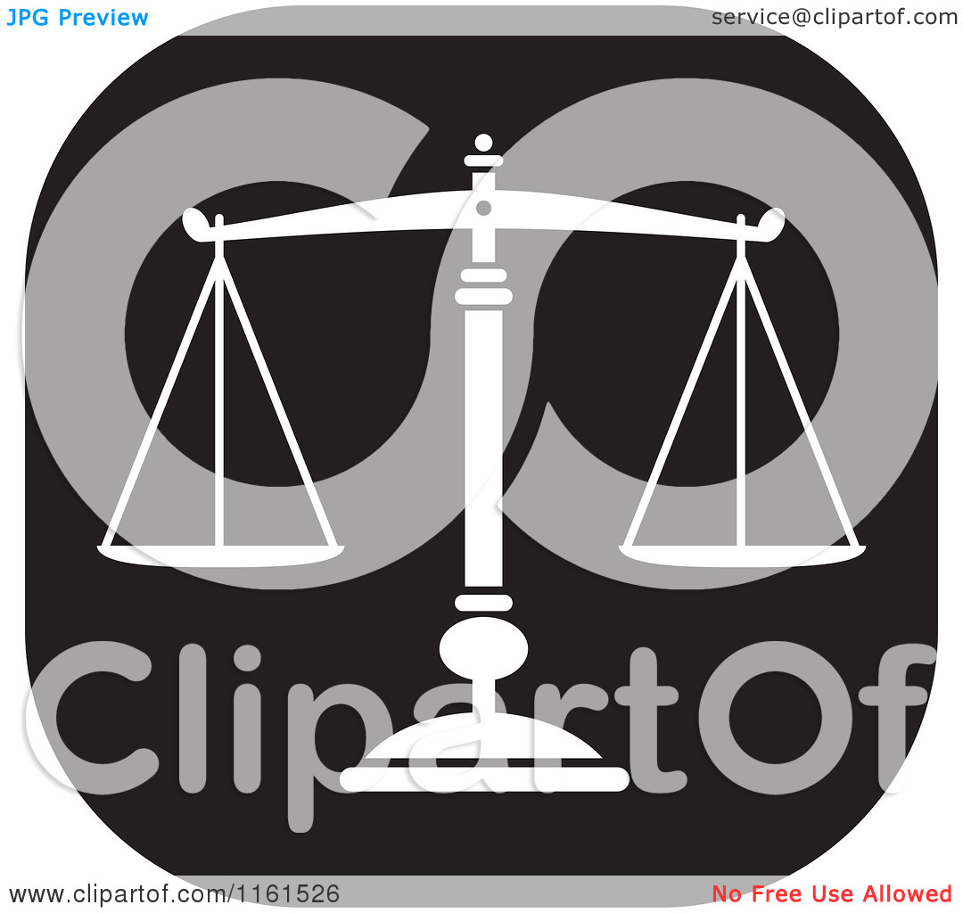 Clipart Of A Black And White Scales Of Justice Icon   Royalty Free