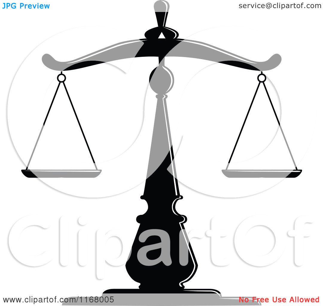 Clipart Of Black And White Scales Of Justice 5   Royalty Free Vector