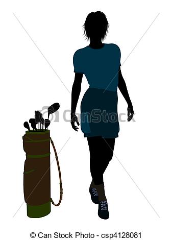 Clipart Of Female Golf Player Illustration Silhouette   Female Golf