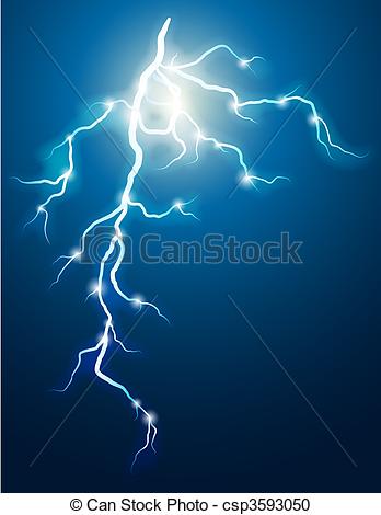 Clipart Of Lightning   Vector Illustration   Lightning In The Dark Sky