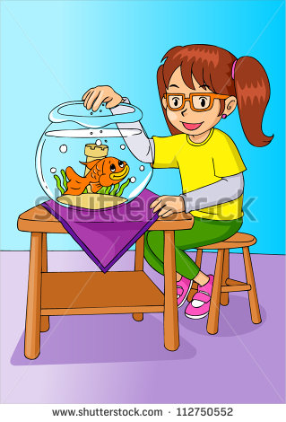 Feed Fish Clipart Of A Girl Was Feeding The