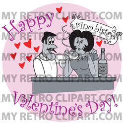 Happy Couple Drinking Wine At A Bistro On Valentine S Day Clipart    