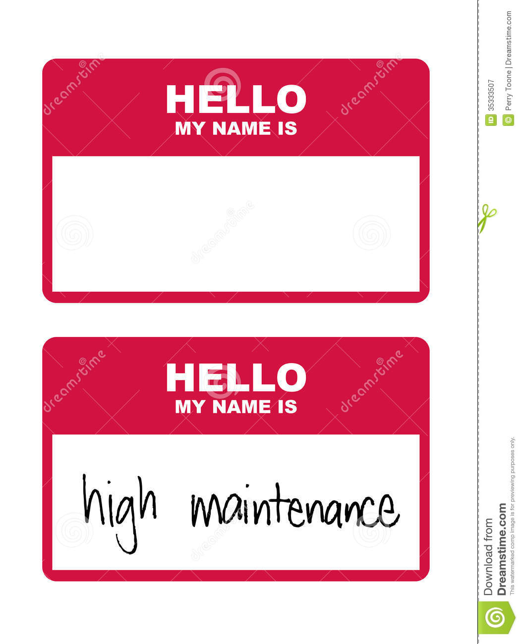 Hello My Name Is Tag With Blank Version And One Written With High
