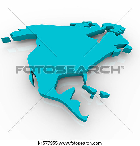 Illustration Of Map Of North America   Blue K1577355   Search Clipart