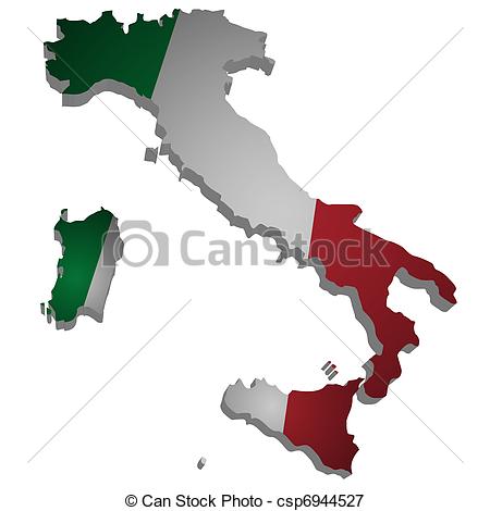 Italy   3d Outline Of Italy With Flag Csp6944527   Search Eps Clipart