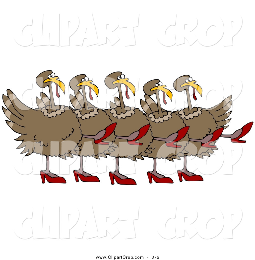Larger Preview  Clip Art Vector Of Five Plump Brown Turkey Birds In