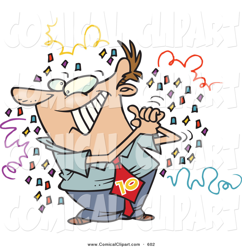 Larger Preview  Comical Clip Art Of A Happy White Man Celebrating