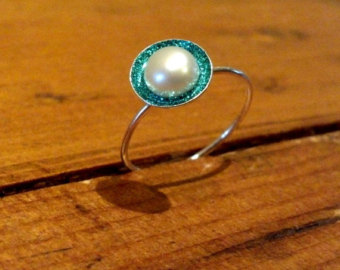 Magic Sprouted Mushroom Ring In Tur Quoise Glitter And Pearl