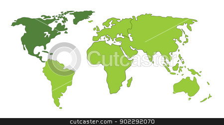 North America World Map Stock Vector Clipart North America On World