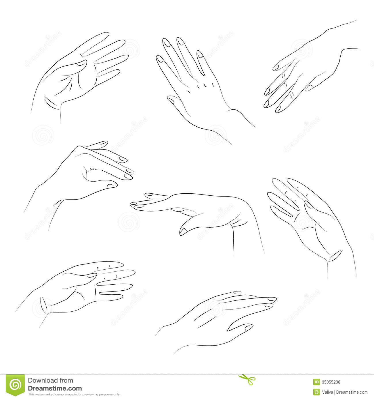 Outlines Of Hands Royalty Free Stock Photos   Image  35055238