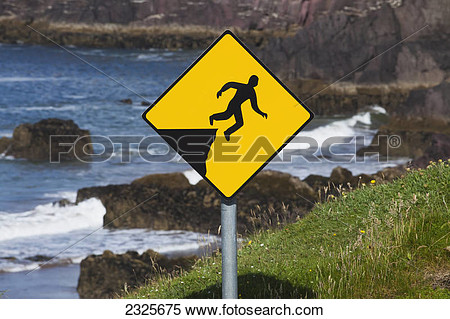 Person Falling Off Cliff Clipart Stock Image   A Yellow Warning Sign    