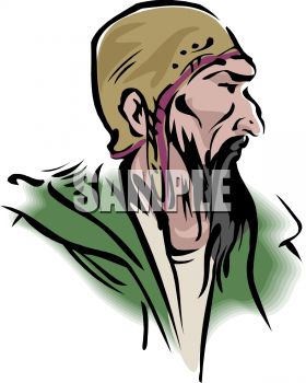 Royalty Free Clip Art Image  Old Poor Homeless Man