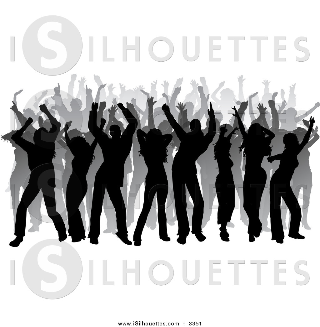 Silhouette Clipart Of A Black And Gray Silhouetted Club Dancers At A    