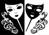 Two Masks For A Masquerade    Stock Illustration