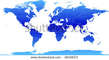 Vector Clip Art Map Of The World With All Countries And Borders    