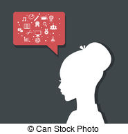 Woman S Head With Education Icons Clip Art Vector