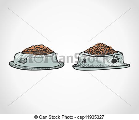 And Cat Food Bowls Isolated On White    Csp11935327   Search Clipart