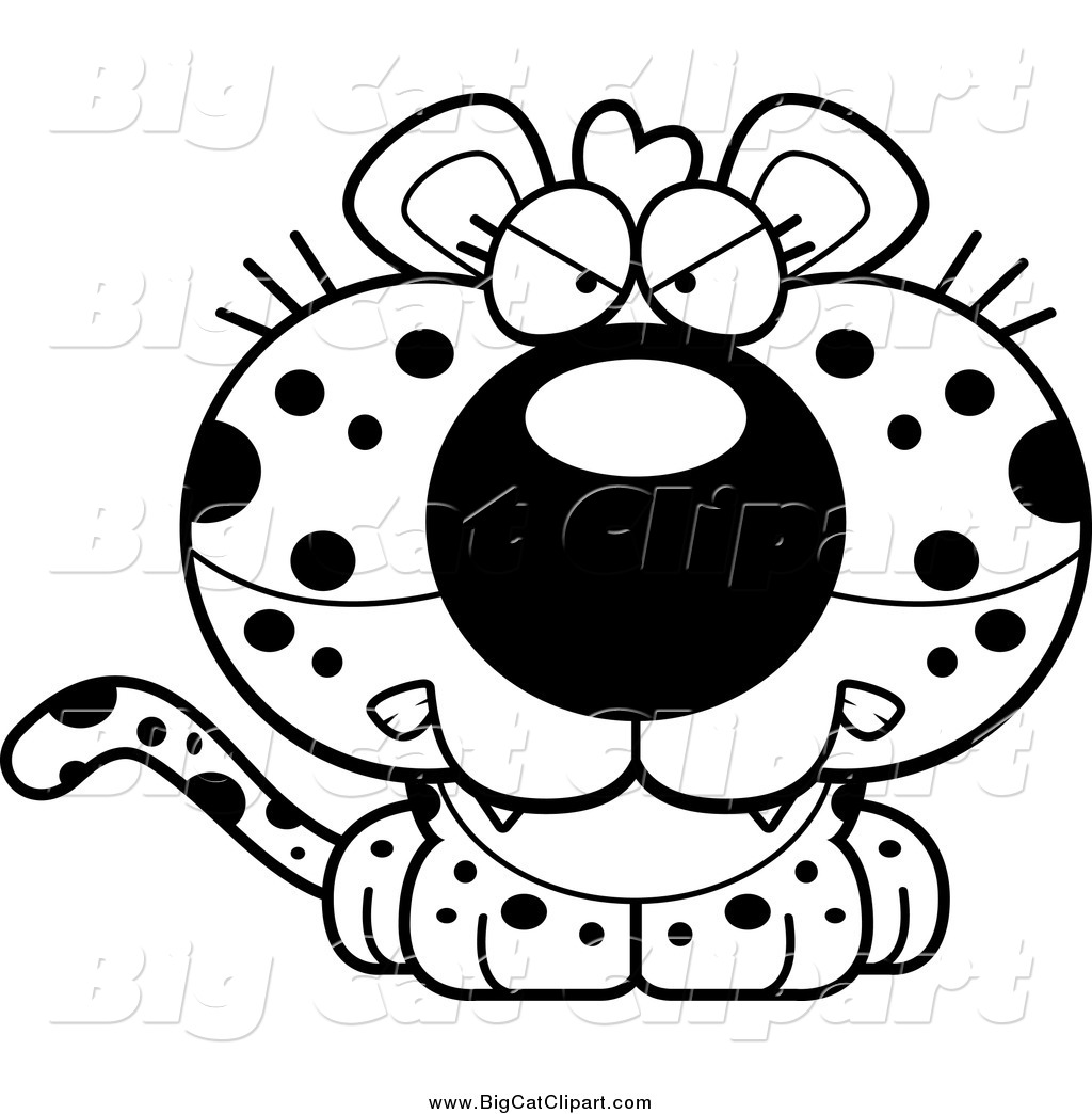 Big Cat Cartoon Vector Clipart Of A Black And White Buff Lion By Cory