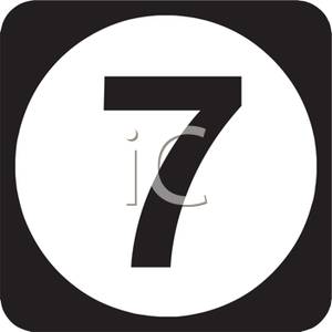 Black Number 7 On White Circle   Royalty Free Clipart Picture