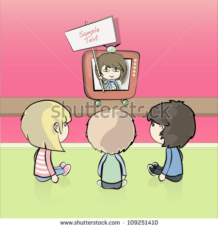 Children Watching A Tv Reporter  Vector Illustration    109251410