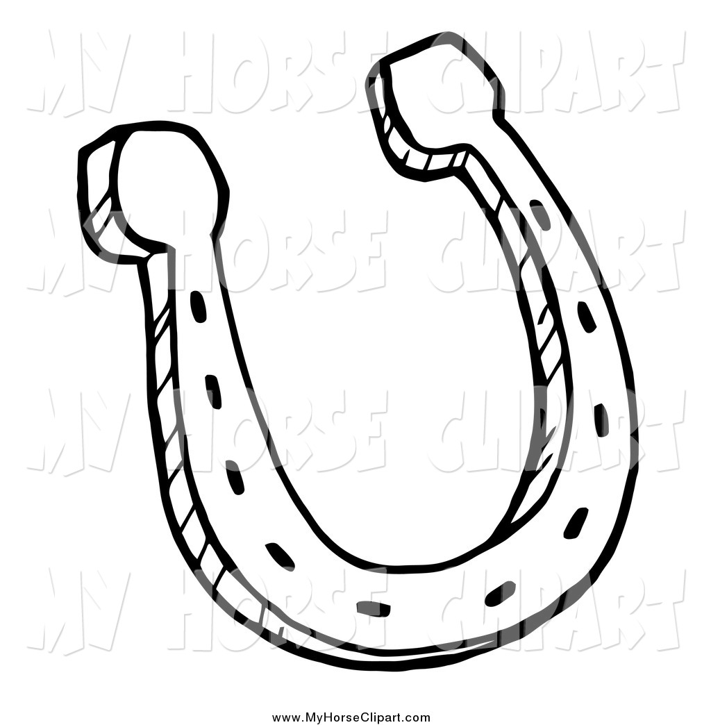 Clip Art Of A Black And White Metal Horseshoe By Hit Toon 690 Jpg