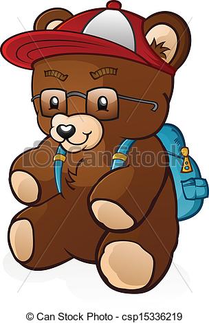 Clip Art Of School Student Teddy Bear Cartoon   A Young Teddy Bear