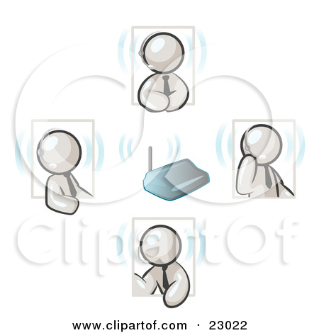Clipart Illustration Of White Men Holding A Phone Meeting And Wearing