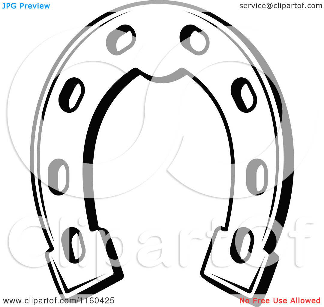 Clipart Of A Black And White Horseshoe 7   Royalty Free Vector