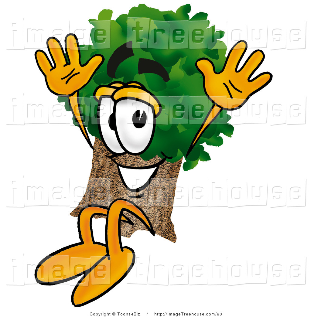 Clipart Of A Happy Tree Mascot Cartoon Character Jumping By Toons4biz    
