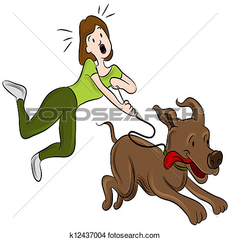 Clipart Of Woman Walking Dog K12437004   Search Clip Art Illustration