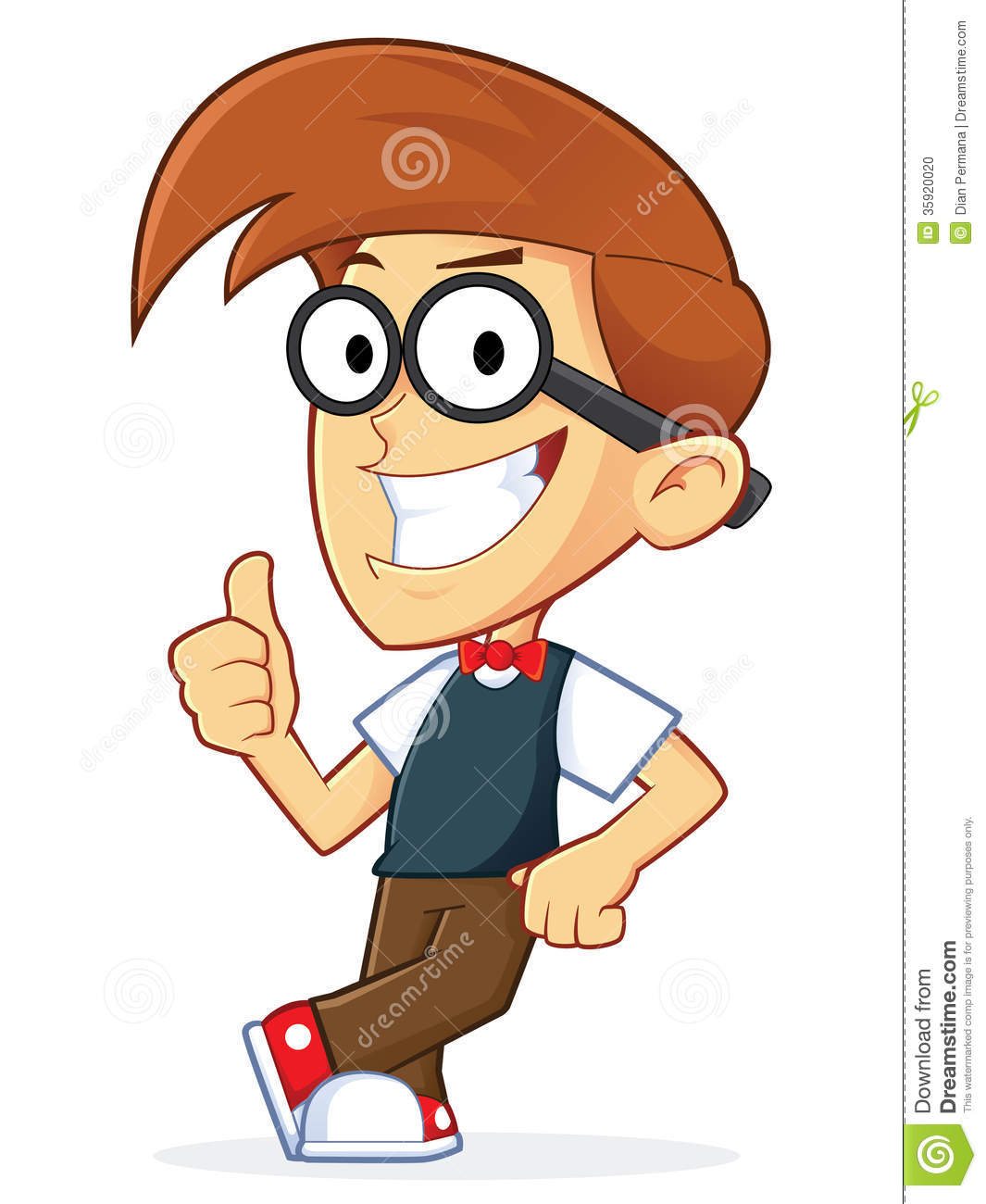 Clipart Picture Of A Nerd Geek Cartoon Character Leaning On An Empty    