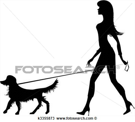 Clipart   Silhouette Of A Girl And A Dog  Fotosearch   Search Clip Art    