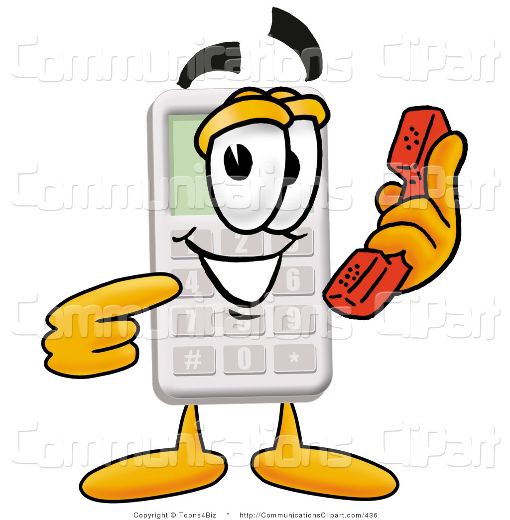Communication Clipart Of A White Calculator Mascot Cartoon Character