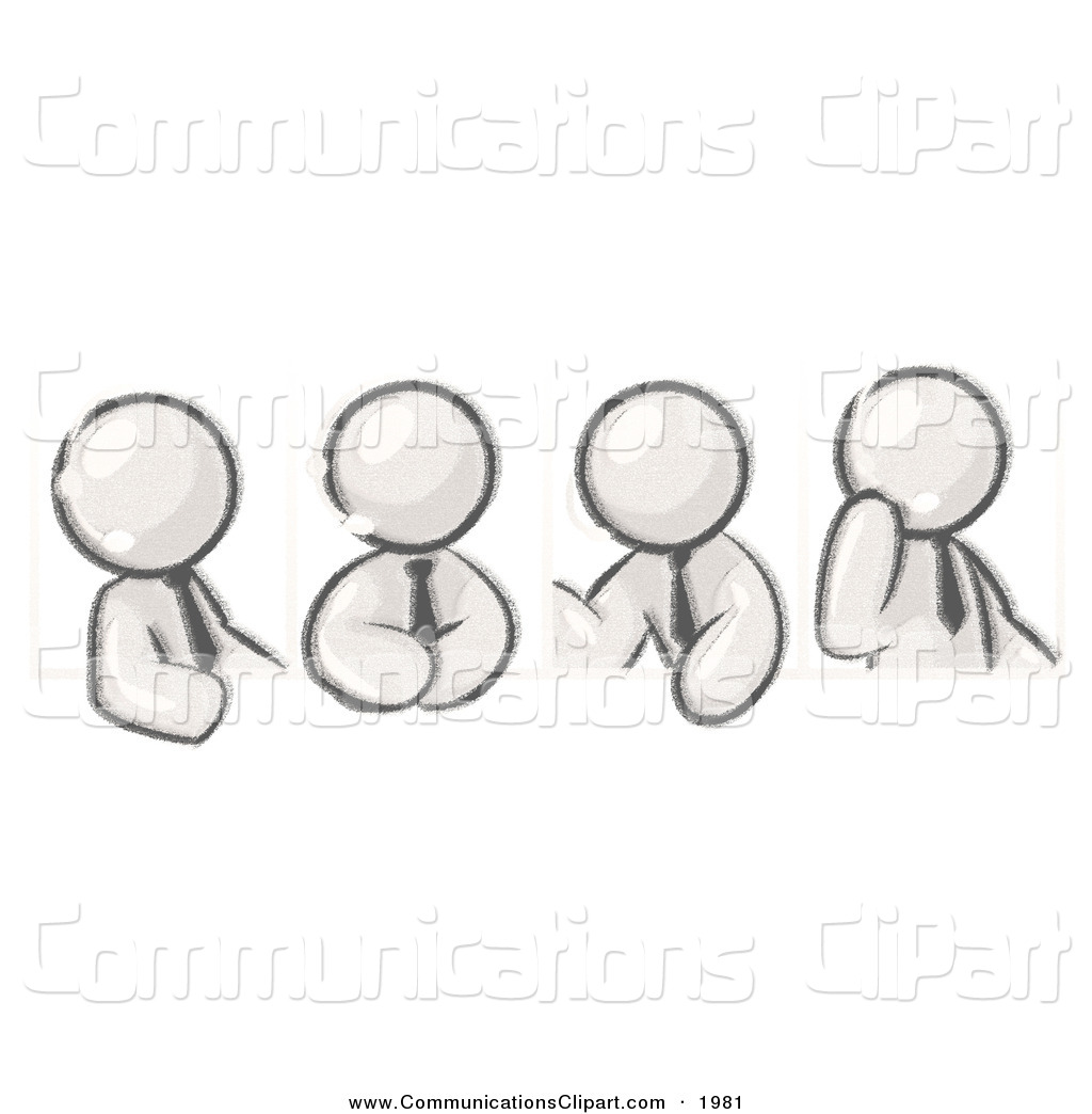Communication Clipart Of Four Sketched Men Wearing Headsets And Having