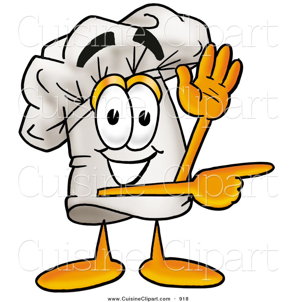 Cuisine Clipart Of A Smiling Chefs Hat Mascot Cartoon Character Waving    